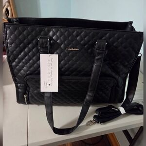 Ralnitote Laptop Tote Bag with Insulated Lunch Compartment for Women, PU Leather